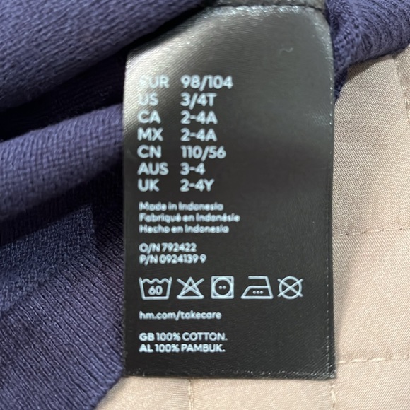 H&M Navy Fine-knit Cotton Cardigan/ NWT/4T - Picture 7 of 9